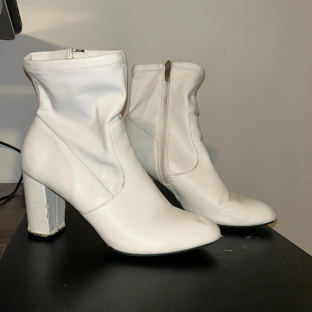 Guess White Heeled Ankle Boots